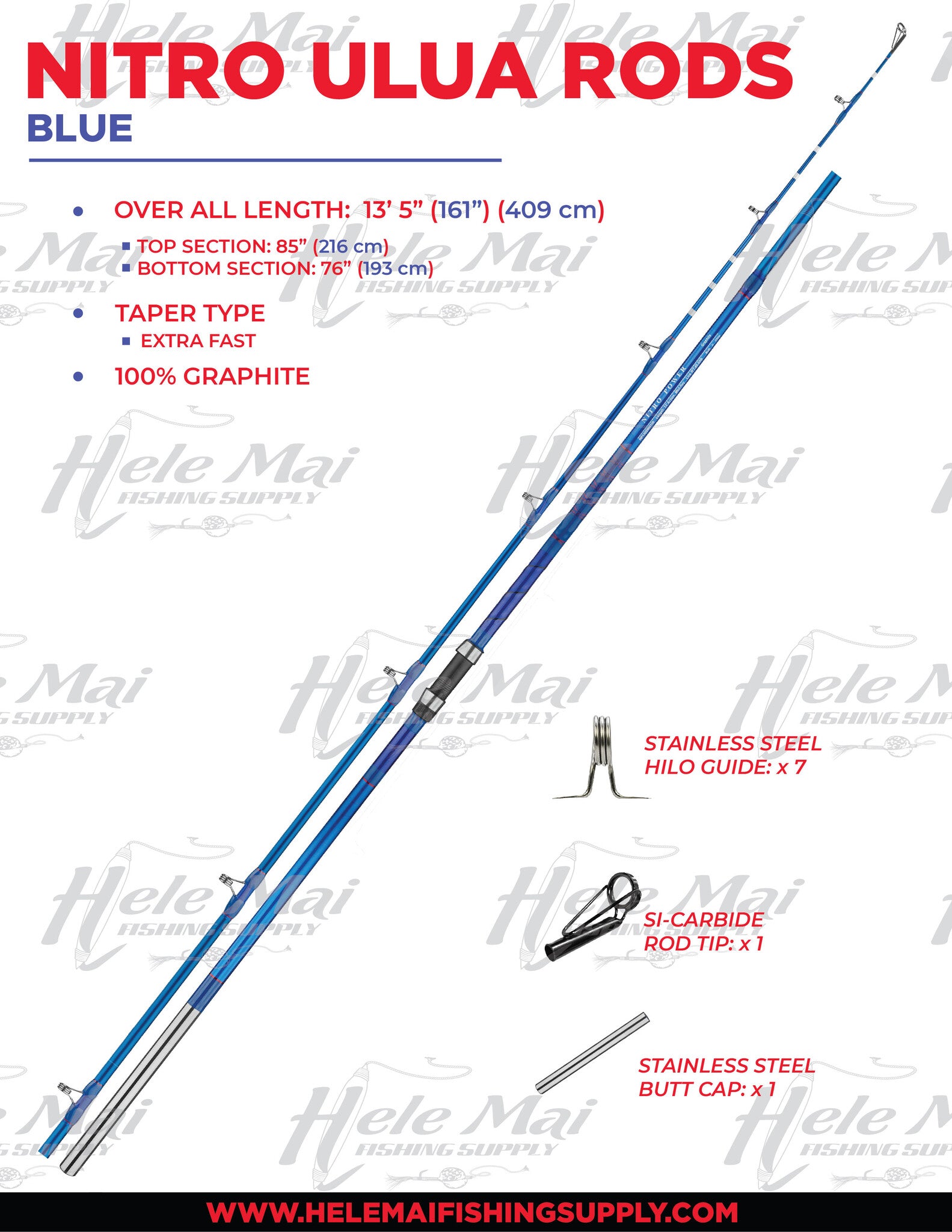 Nitro Ulua Rod 13' Medium – Blue w/Teal