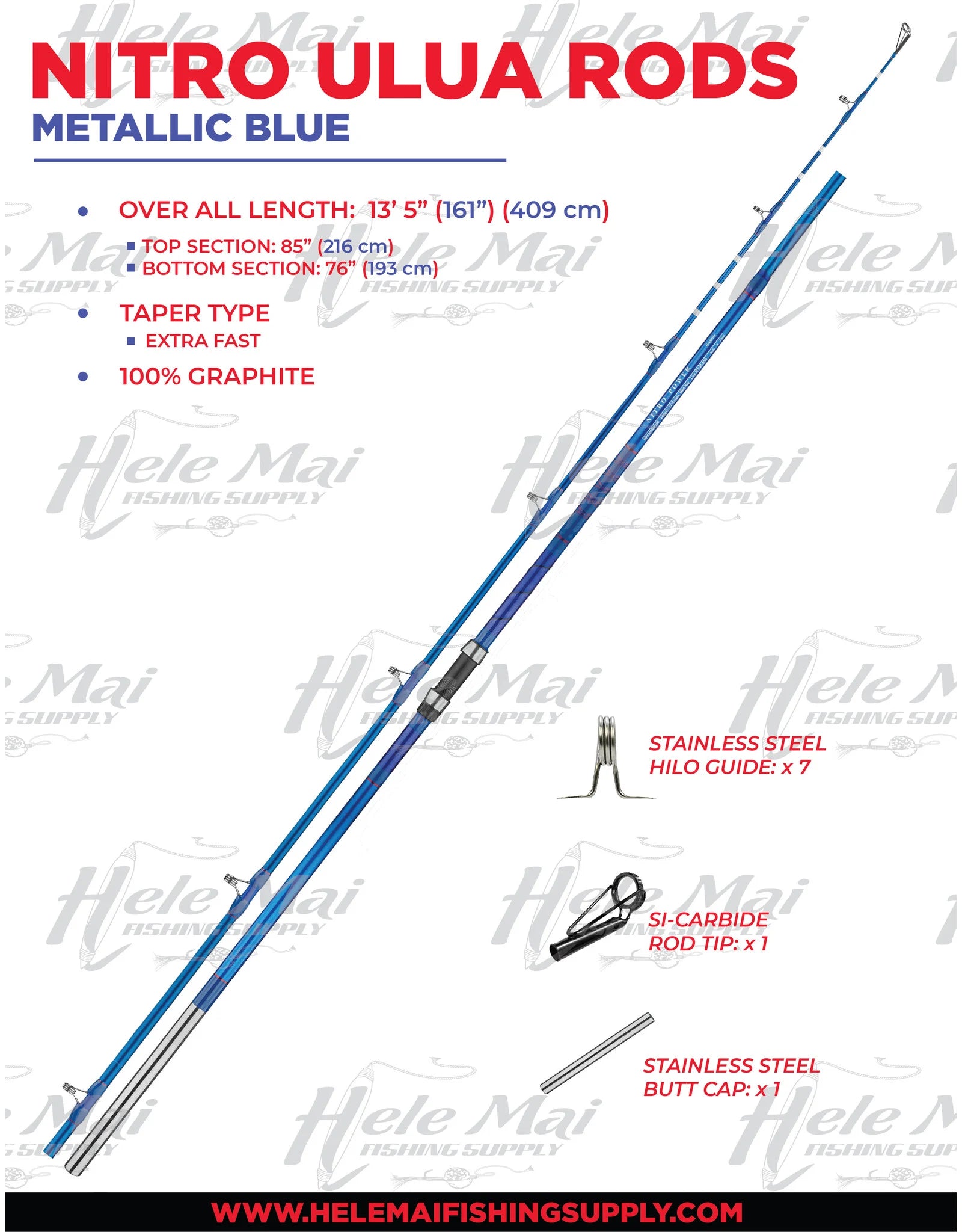 Nitro Ulua Rod 13' Extra Heavy – Metallic Blue w/Silver