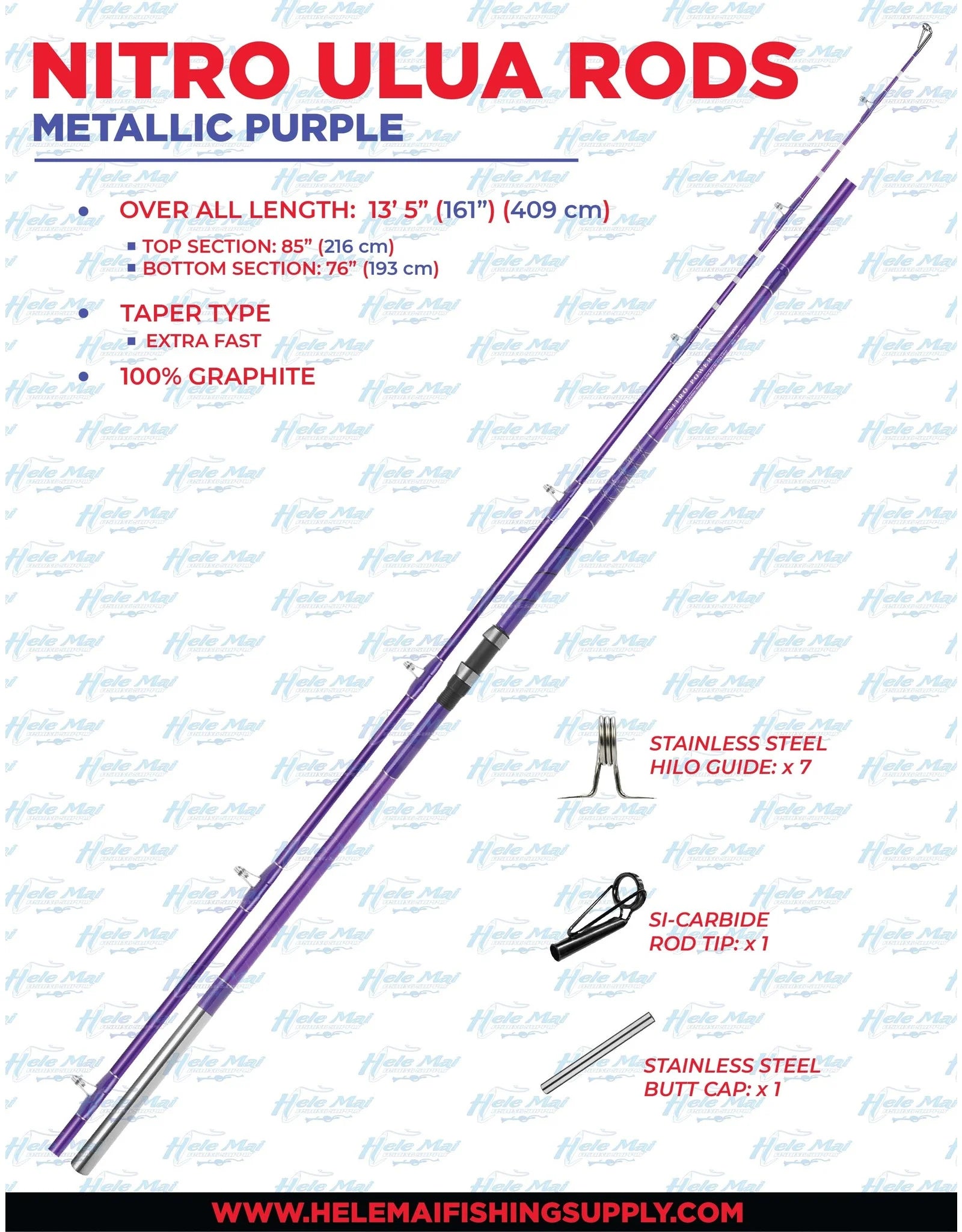 Nitro Ulua Rod 13' Heavy – Metallic Purple w/Silver