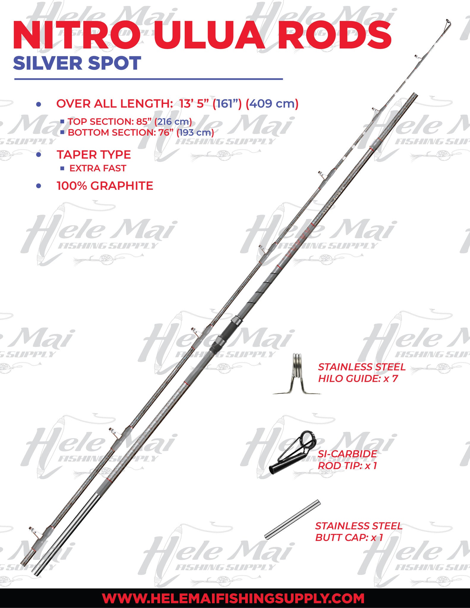 Nitro Ulua Rod 13' Medium Heavy – Silver Spot w/Grey